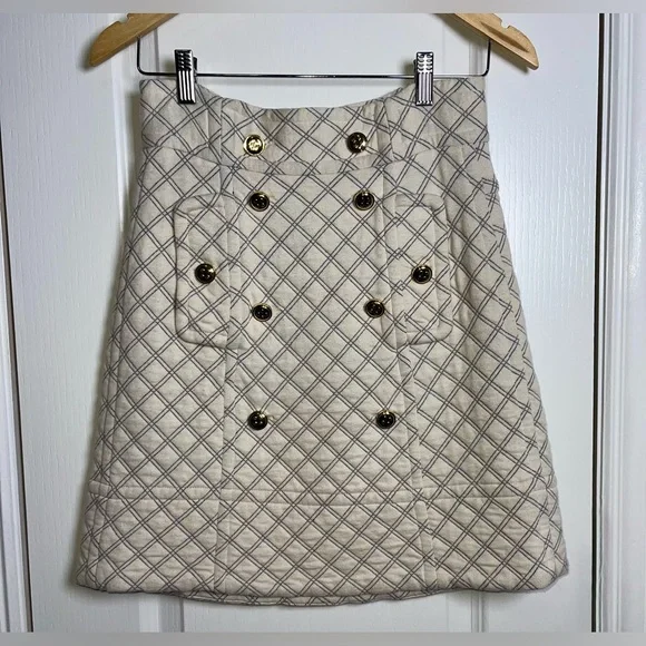 Marc by Marc Jacobs Quilted Plaid Skirt in Cornsilk Size Small Cream / Blue - Picture 1 of 7